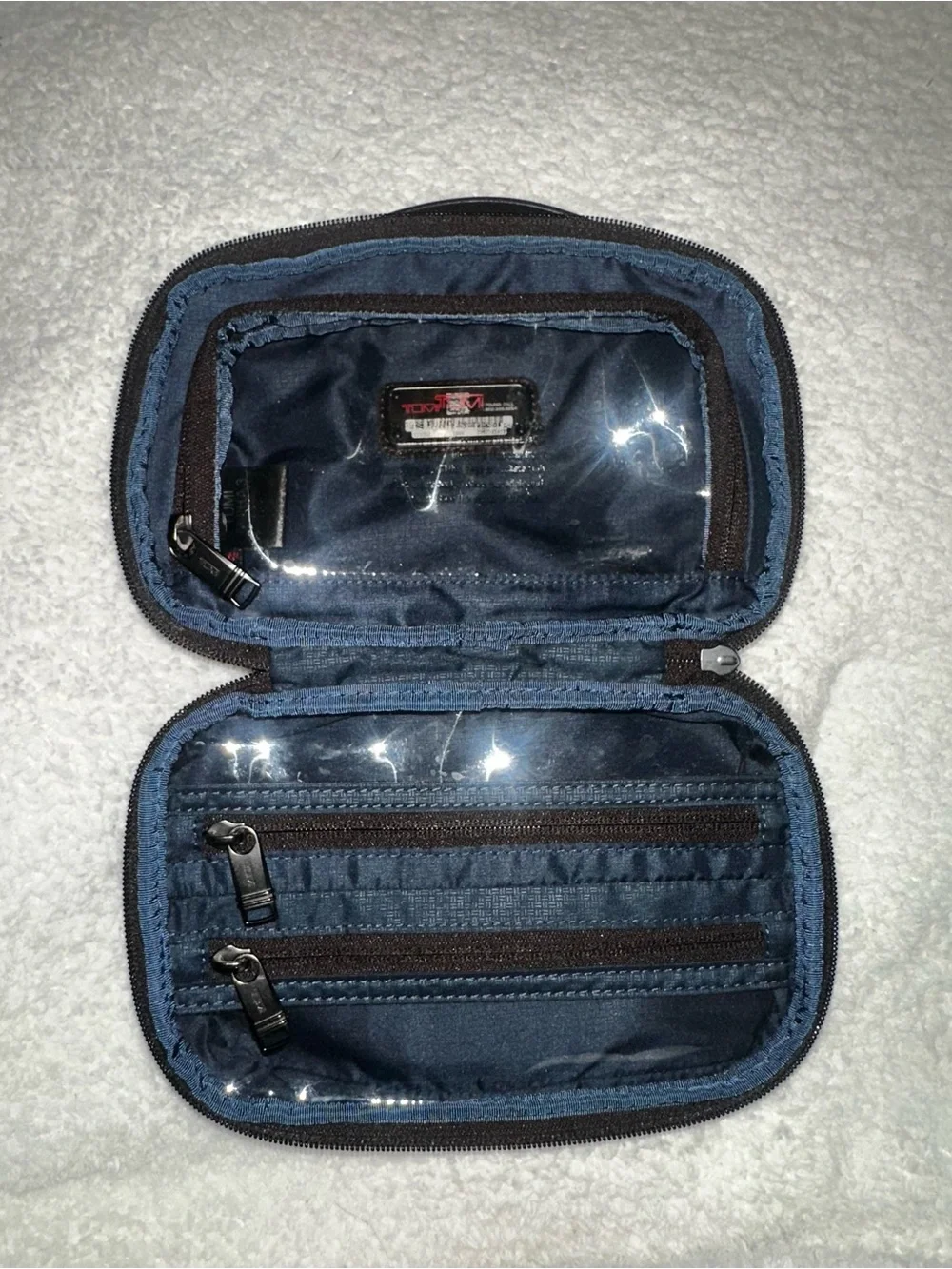TUMI Alpha Split Travel Kit Toiletry Cosmetic Organizer Monogram JLM